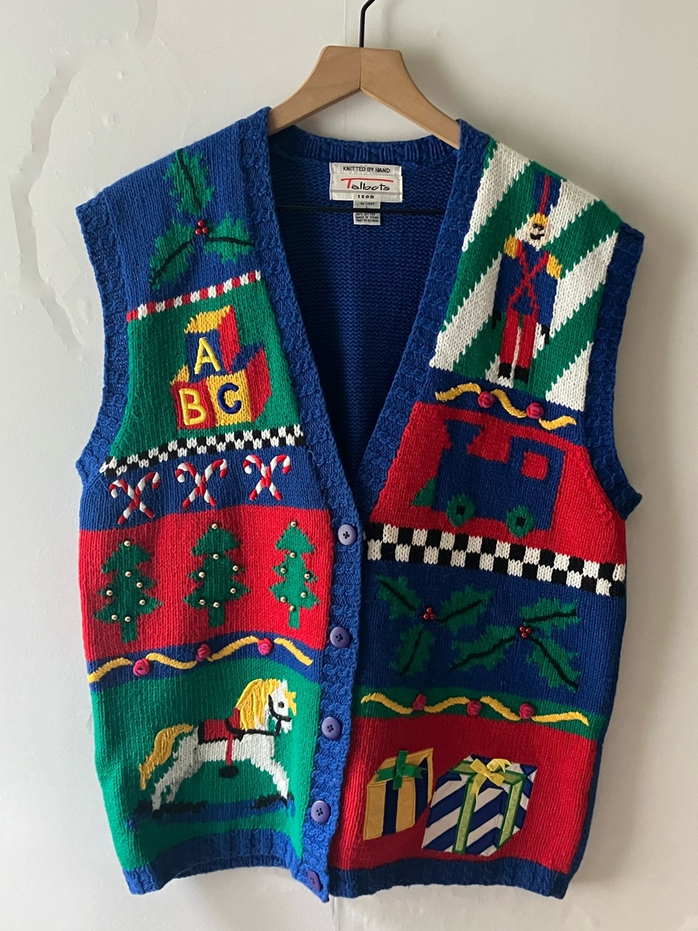 TALBOTS IZOD Vintage Holiday Christmas Knit Sweater Vest
